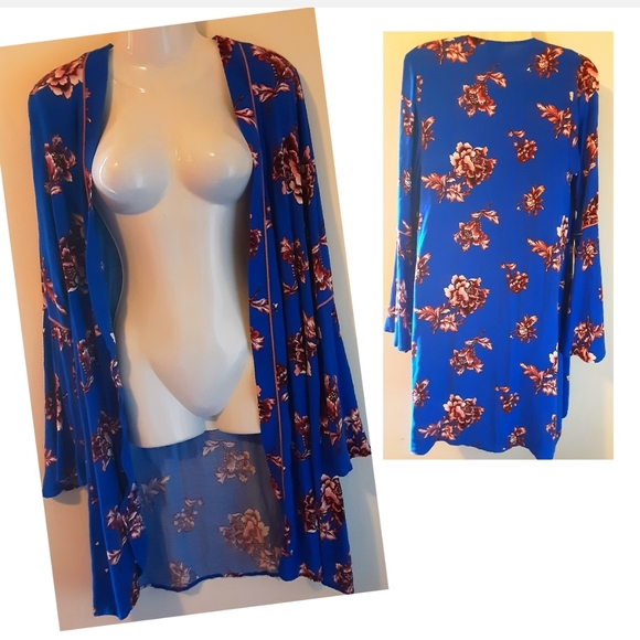 Rue 21 Floral Pipe Kimono Bell Sleeve Size Small - Picture 3 of 11